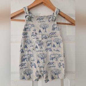 Kate Quinn Bear Family Organic Cotton Overall Shorty in Lapis Blue, 6-12 mo